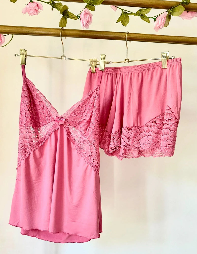 Baby Doll Lady: Poliamida Premium Rosa queimado com acabamento em Renda Rosê